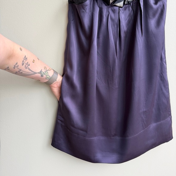 BCBG Y2K Silk Purple Black Silver Going Out Dress w/ Pockets - Picture 8 of 13